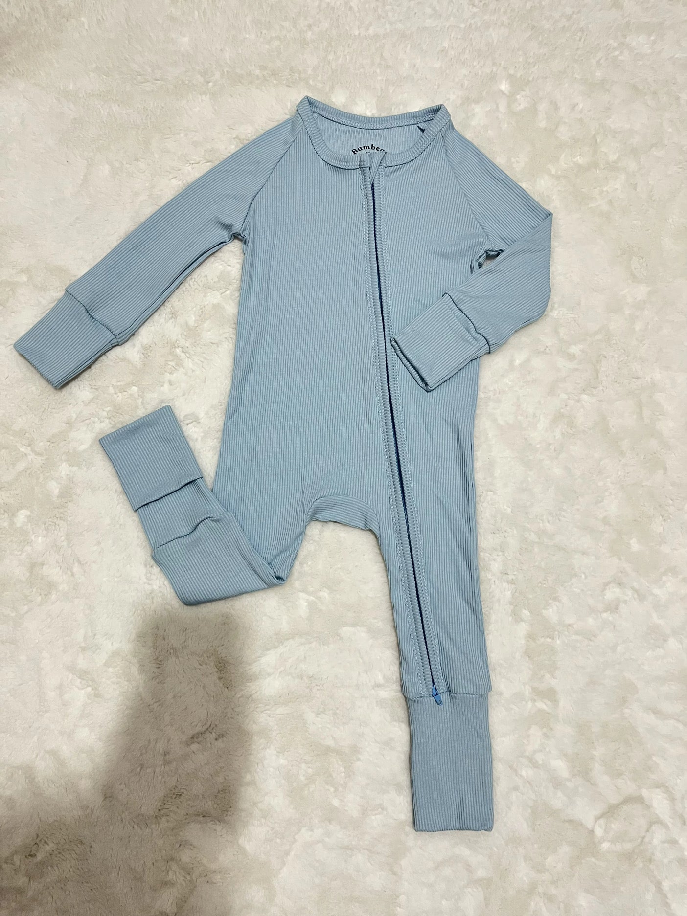 Dusty Teal Ribbed Solid Zippy