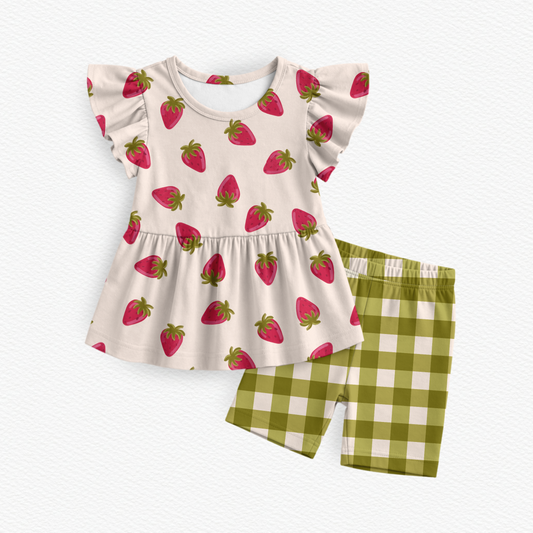 Strawberry Fields Ruffle Peplum & Bikers